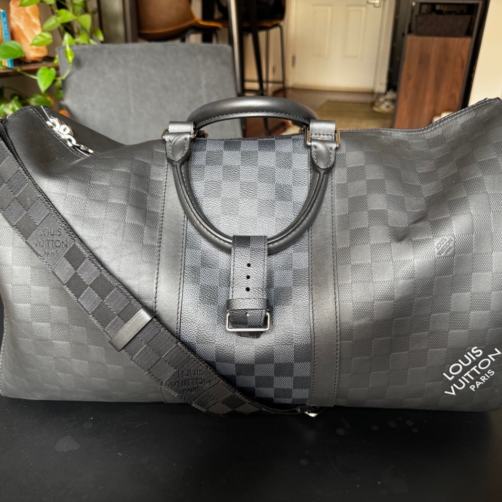 Louis Vuitton Keepall Bandoulière 50 Damier Graphite Leather & Canvas Split Duff - Picture 6 of 16